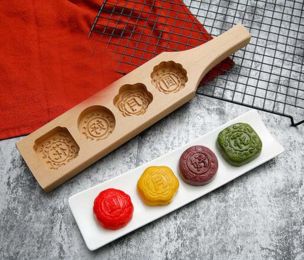 Chinese Traditional Mini Wooden Mid-autumn Festival Mooncake Mold Baking Molds,J