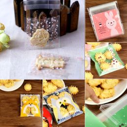 100 Pcs Baking Biscuit Packing Bag Cookie Bags Candy Bag Pastry Bags Self Adhesive Bags, #10