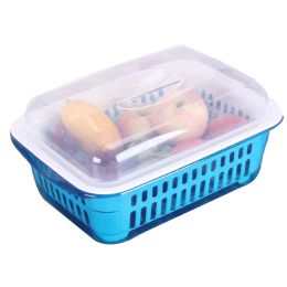 Double Layer Fruit Plates Vegetable Basket Kitchen Storage Blue