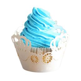 24 Pcs Cupcake Wrappings Hollow Party Decoration Muffin Paper Holder, Carriage