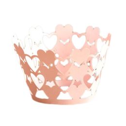 24 Pcs Cupcake Wrappings Hollow Party Decoration Muffin Paper Holder, Hearts