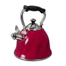 Whistling Tea Kettle Stainless Steel 2.3-Quart Red